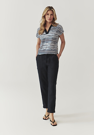 PANTALONI DE DAMĂ, DIN IN, CU MANȘETE ÎNTOARSE - SUMIKO PANTALONI DE DAMĂ, DIN IN, CU MANȘETE ÎNTOARSE - SUMIKO