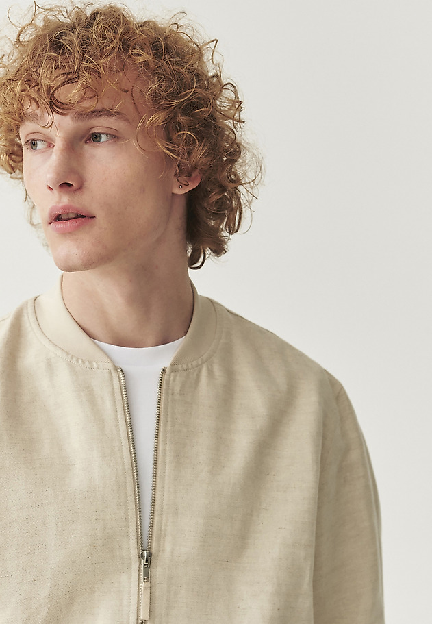 FÉRFI LINEN-PAMUT BOMBER DZSEKI - FORIO FÉRFI LINEN-PAMUT BOMBER DZSEKI - FORIO BÉZS 4