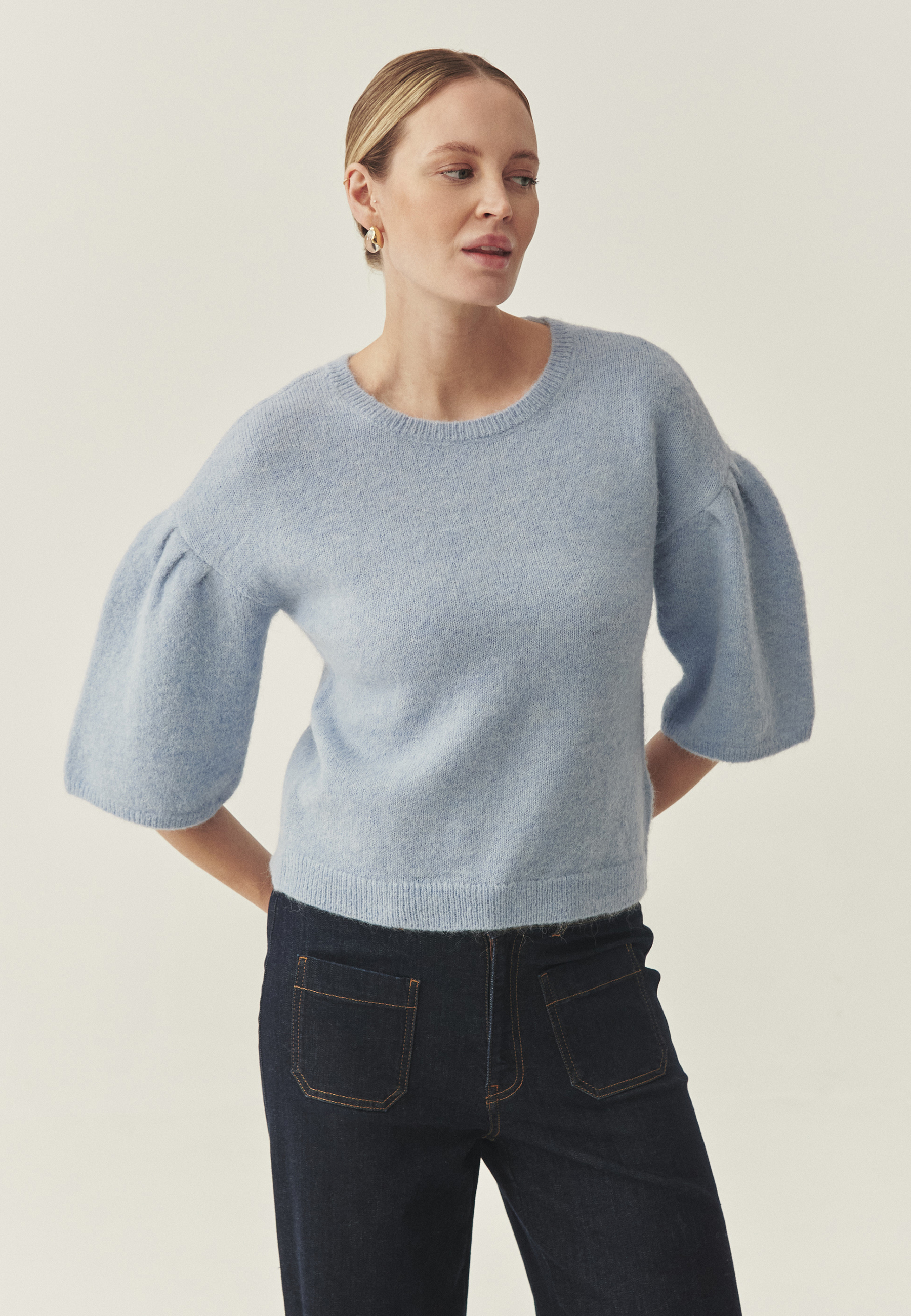 SWETER Z WEŁNĄ I ALPAKĄ - ANDY NIEBIESKI 2