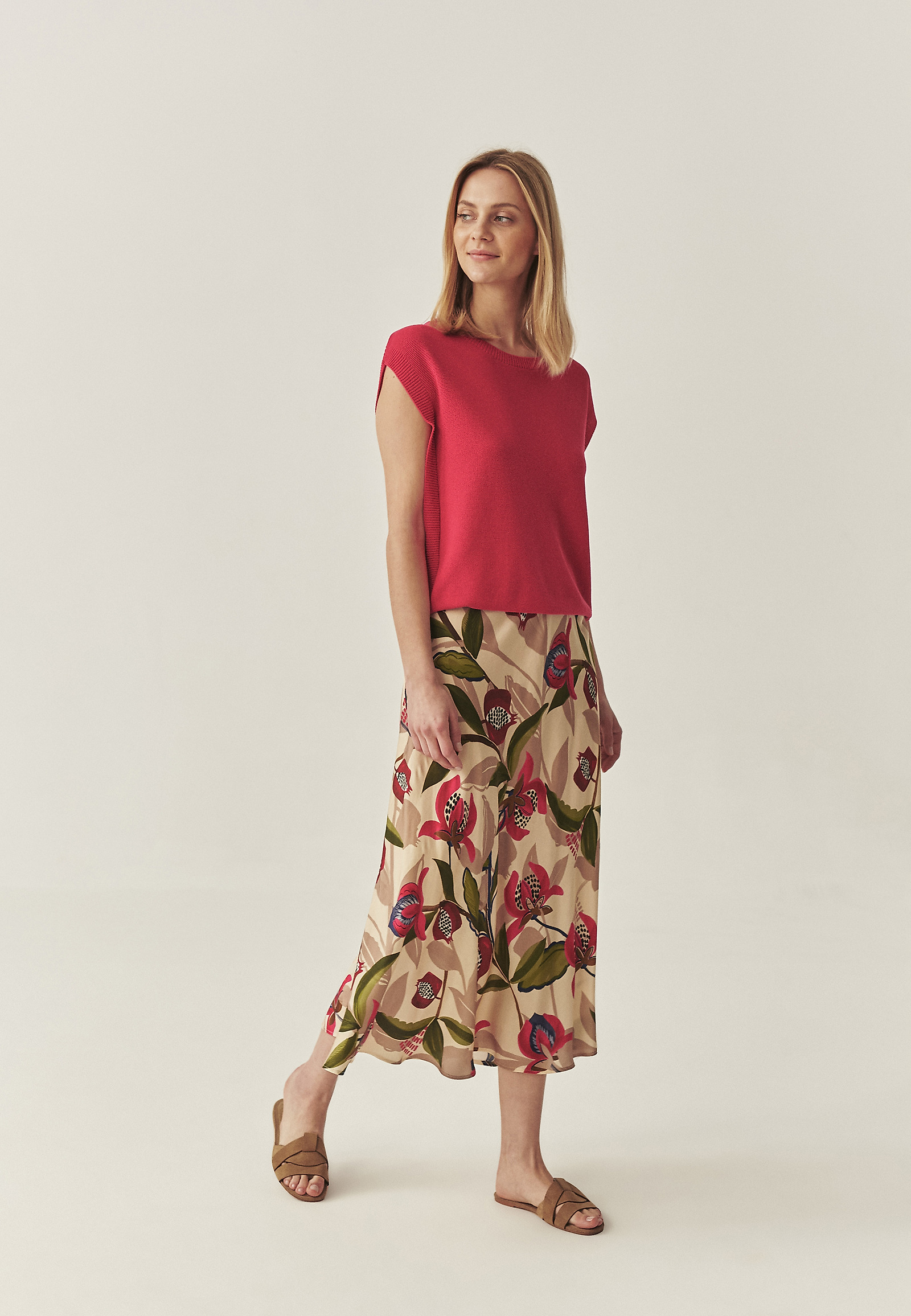 SATIN VISZKÓS MIDI SZOKNYA - SATINI 6 SATIN VISZKÓS MIDI SZOKNYA - SATINI 6 BÉZS 113970