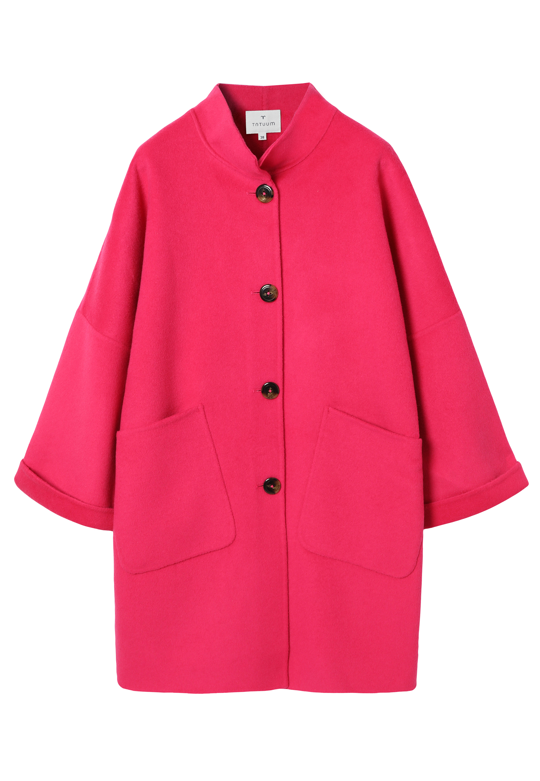 SWOBODNY PŁASZCZ Z WEŁNĄ - MORIVIA RÓŻOWY 2