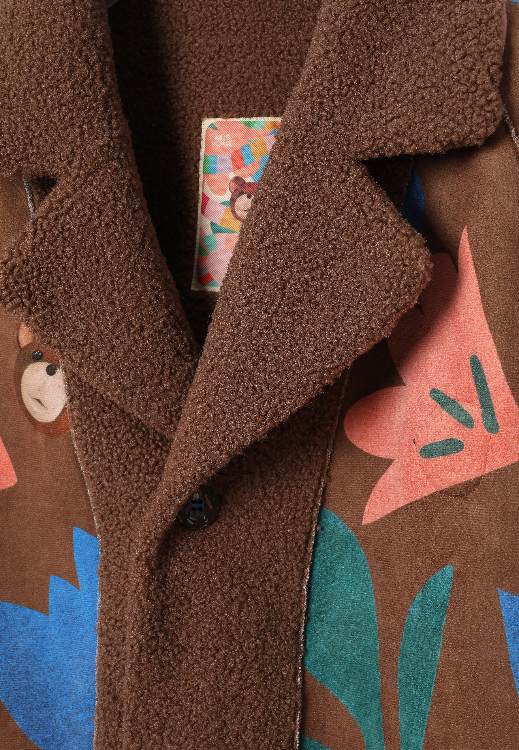 DWUSTRONNY PŁASZCZ Z MOTYWEM MISIA USZATKA - BORGINI MULTIKOLOR 2