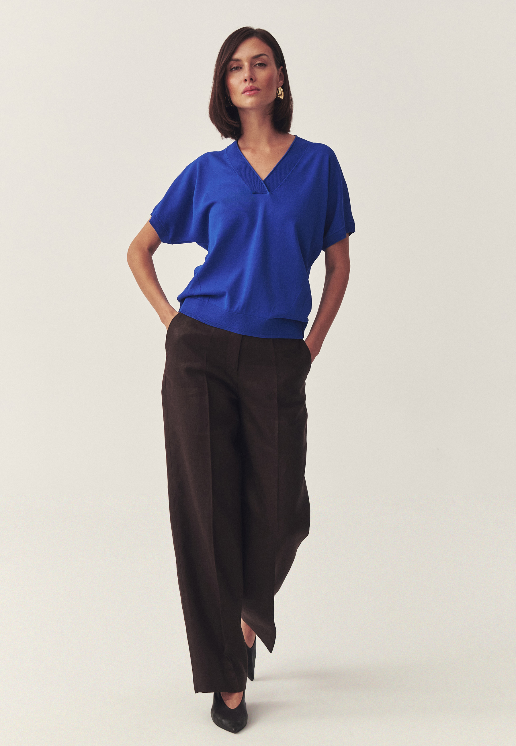 COBALT BLOUSE WITH A LOOSE FIT - INEZA