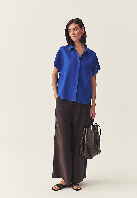 PUDEŁKOWA KOSZULA Z LNEM - ERLA PUDEŁKOWA KOSZULA Z LNEM - ERLA