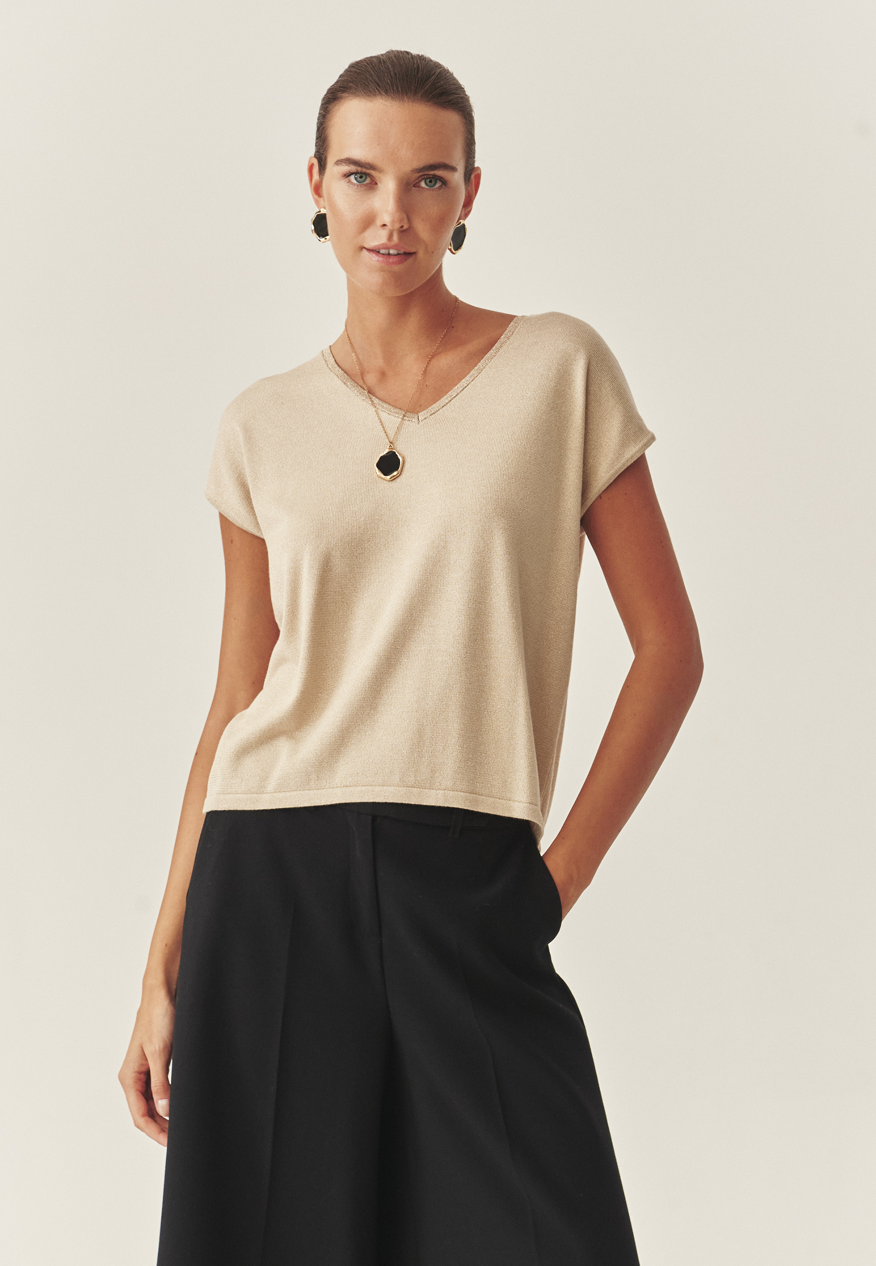 SIJAJNA BLUZA Z VISKOZO - FIXI 1 BEŽ 2