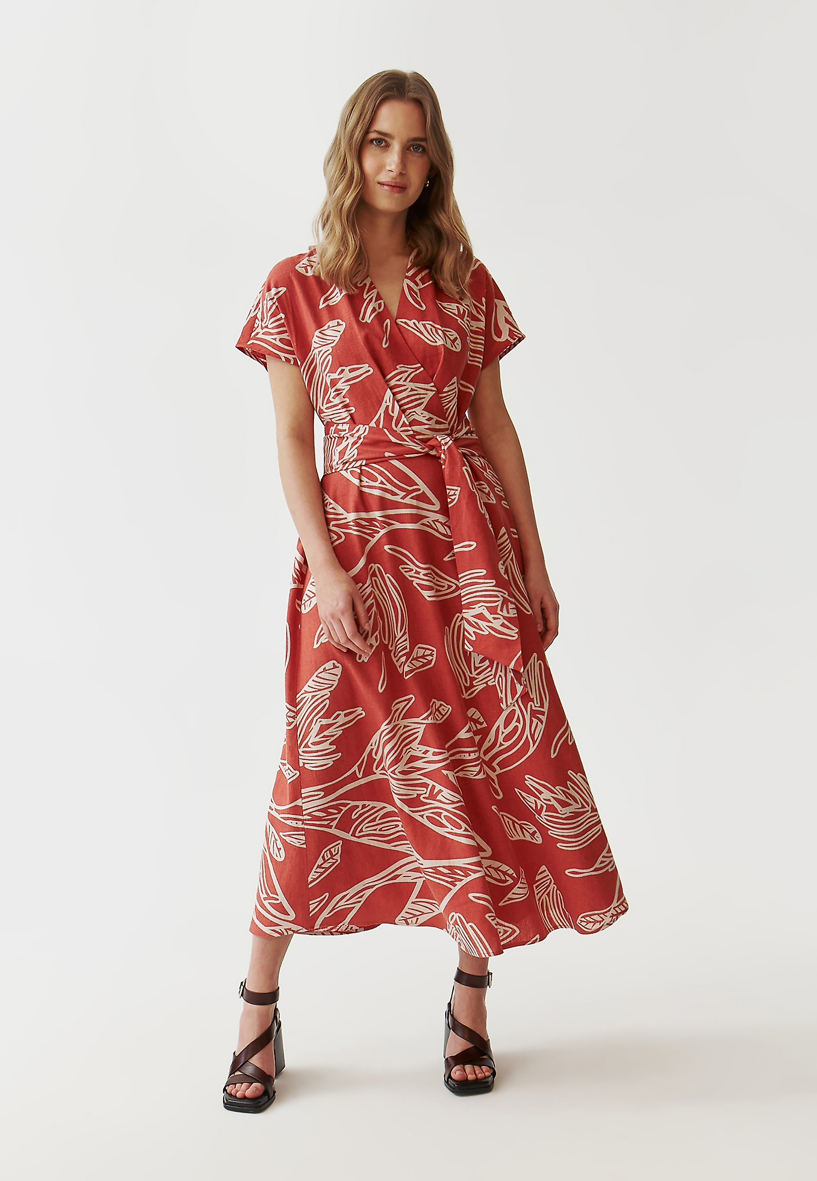 ROCHIE DIN ȚESĂTURĂ CU IMPRIMEU VEGETAL - NESSA ROCHIE DIN ȚESĂTURĂ CU IMPRIMEU VEGETAL - NESSA MULTICOLOR 97022