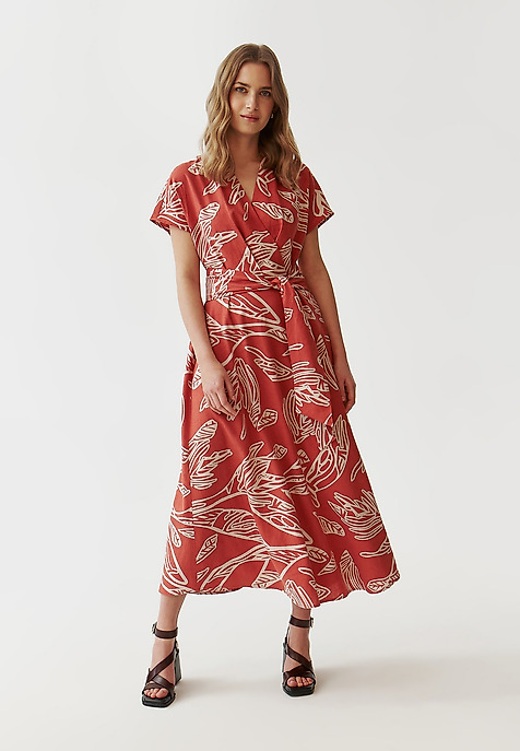 PLÁTĚNÉ ŠATY S ROSTLINNÝM POTISKEM - NESSA PLÁTĚNÉ ŠATY S ROSTLINNÝM POTISKEM - NESSA