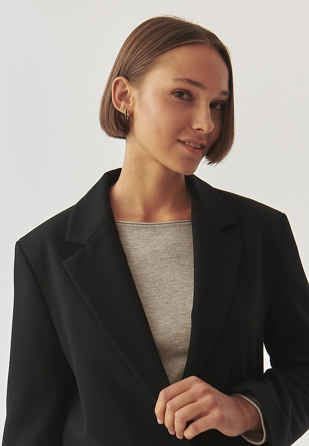 FABRIC BLAZER WITH OVERSIZE CUT - KENEKO FABRIC BLAZER WITH OVERSIZE CUT - KENEKO CZARNY 4