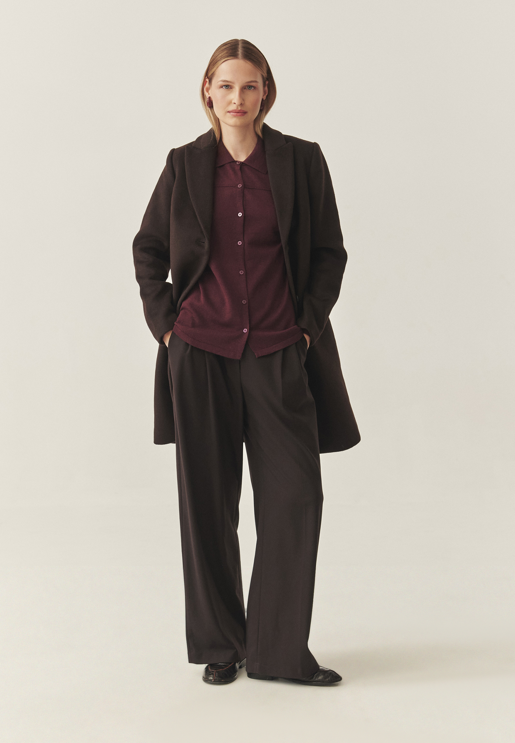 PALTON DE DAMĂ DIN ȚESĂTURĂ PENTRU TOAMNĂ ȘI IARNĂ - SAKOWIA MARO 2