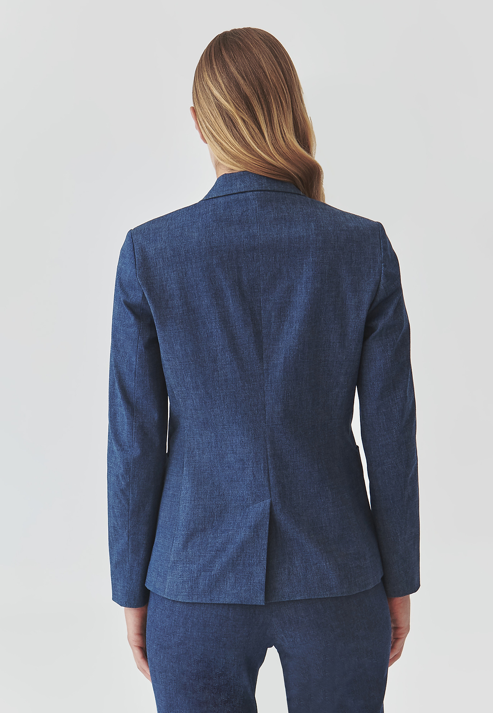 JACHETĂ ELEGANTĂ DIN ȚESĂTURĂ MELANJ - AMALFIA JACHETĂ ELEGANTĂ DIN ȚESĂTURĂ MELANJ - AMALFIA ALBASTRU 99356
