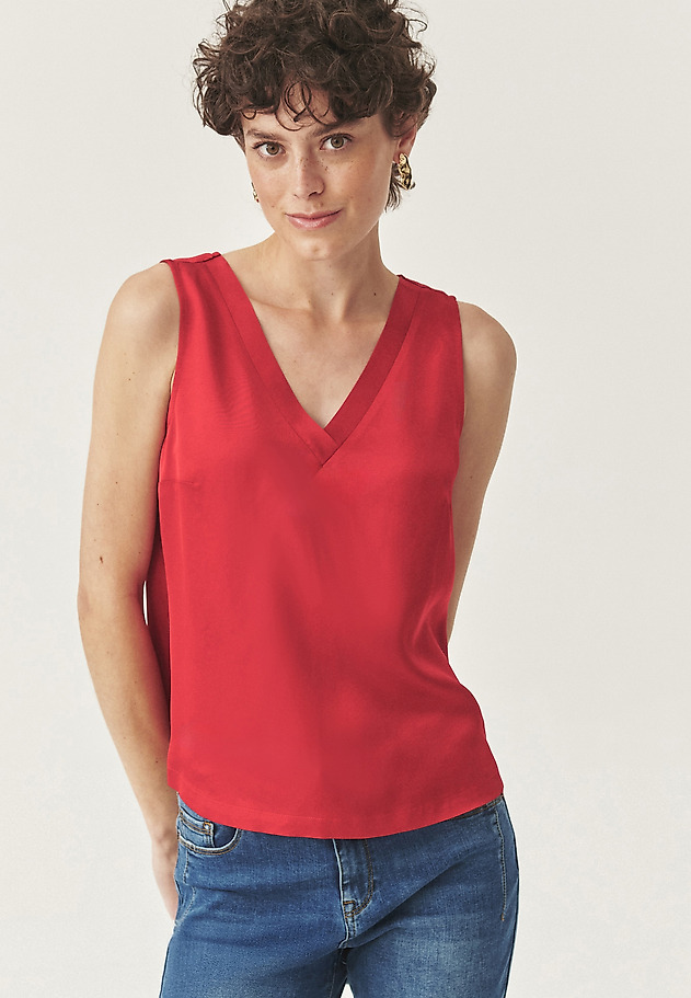 SLEEVELESS SATIN BLOUSE - SENNA SLEEVELESS SATIN BLOUSE - SENNA RED 1