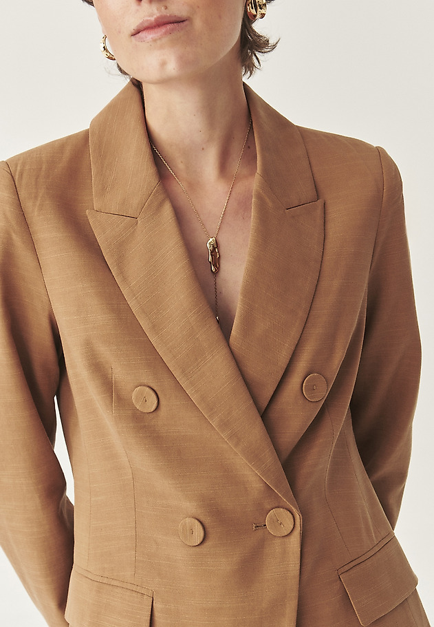 DOUBLE-BREASTED JACKET WITH LYOCELL - ZOLTA DOUBLE-BREASTED JACKET WITH LYOCELL - ZOLTA BROWN 5