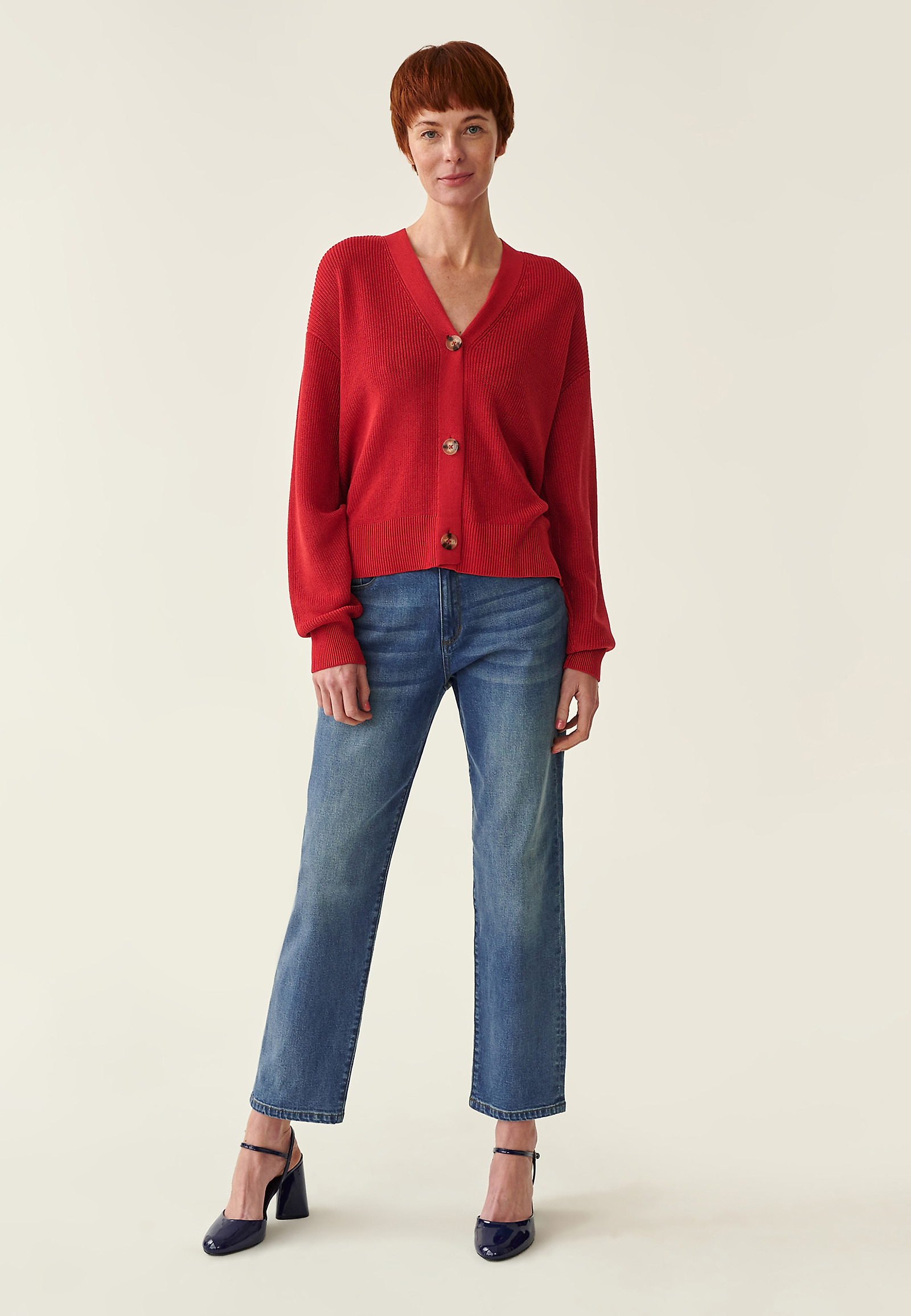 CARDIGAN MADE FROM COOL VISCOSE KAMIKO CARDIGAN MADE FROM COOL VISCOSE KAMIKO RED 79922