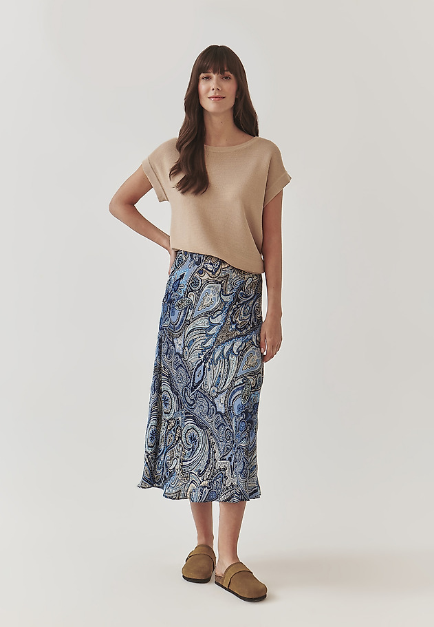LADIES’ PATTERNED SATIN MIDI SKIRT - SATINI 7 LADIES’ PATTERNED SATIN MIDI SKIRT - SATINI 7 MULTIKOLOR 1