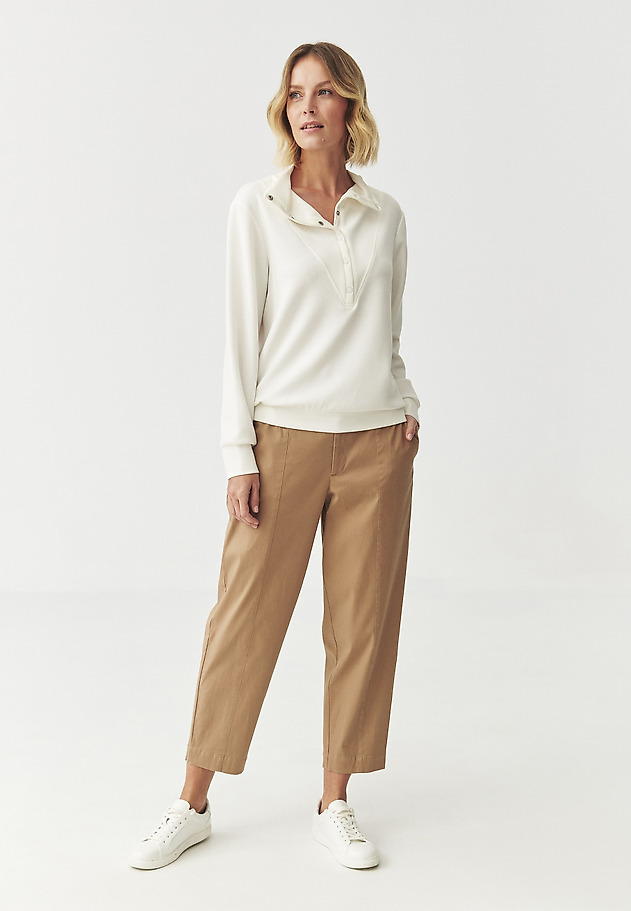 LADIES' KNITTED SWEATSHIRT WITH STAND-UP COLLAR — LANIQI LADIES' KNITTED SWEATSHIRT WITH STAND-UP COLLAR — LANIQI ECRU 7