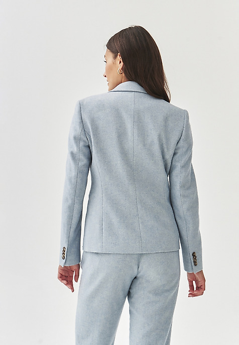 TKANINOWY ŻAKIET DAMSKI W JODEŁKĘ  - AGNES NIEBIESKI 2