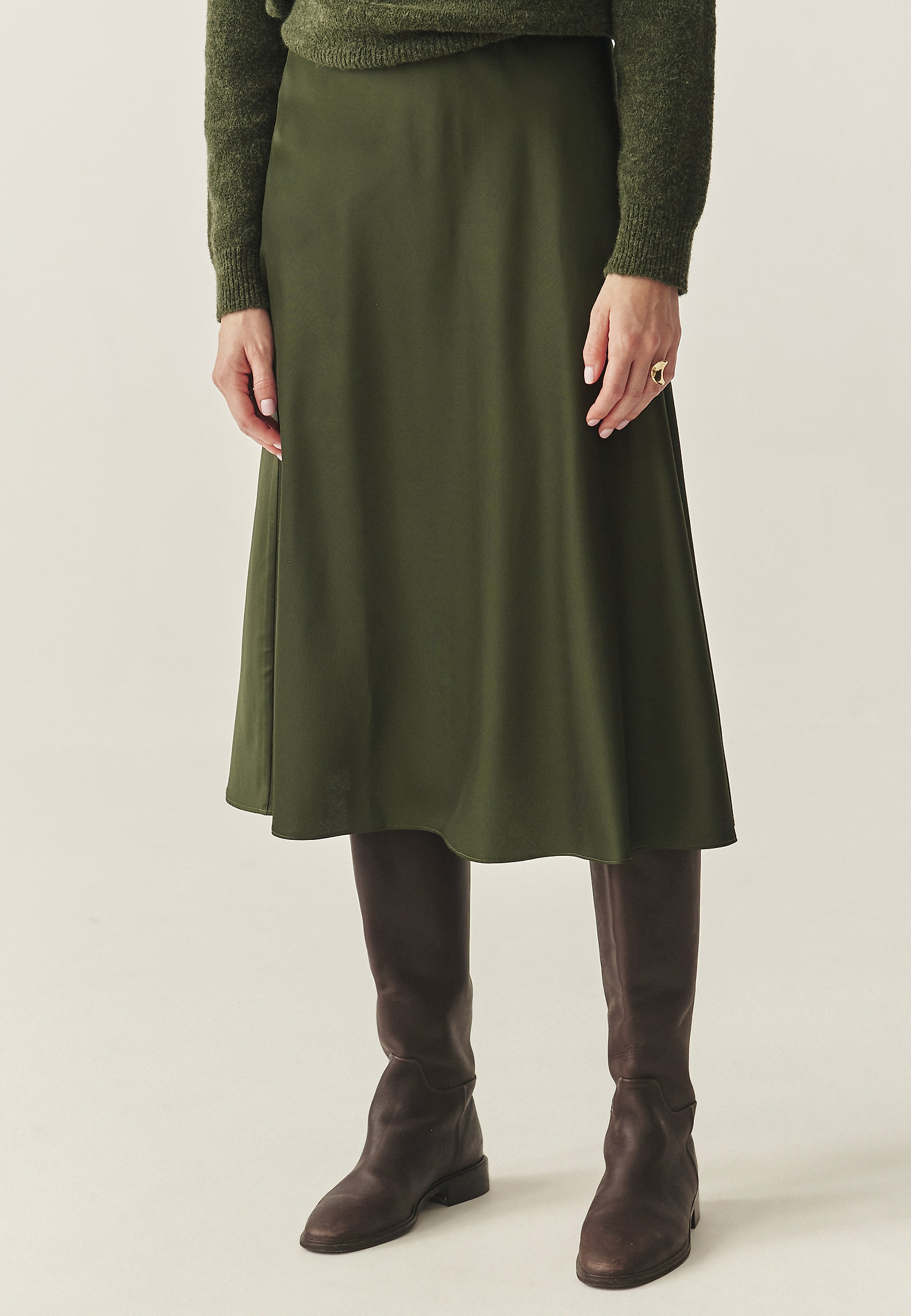 SATIN MIDI SKIRT - SATINI 7 SATIN MIDI SKIRT - SATINI 7 GREEN 117556
