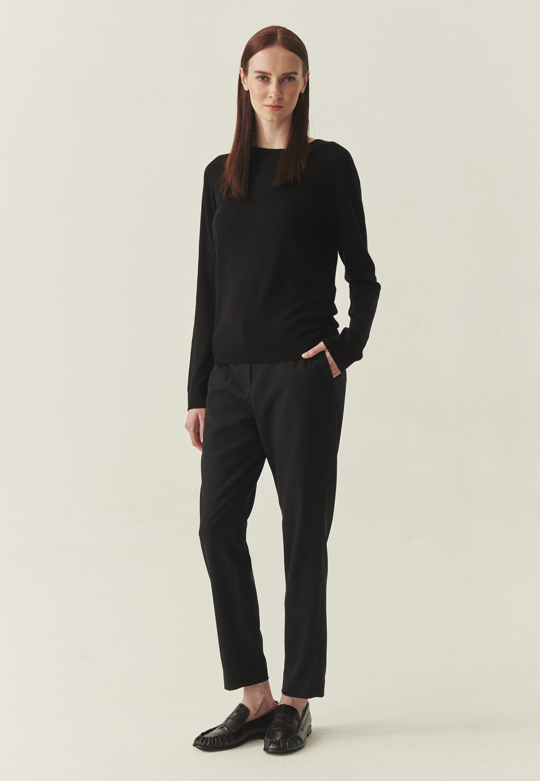 WEŁNIANY SWETER Z DŁUGIM RĘKAWEM - ROSSA CZARNY 2