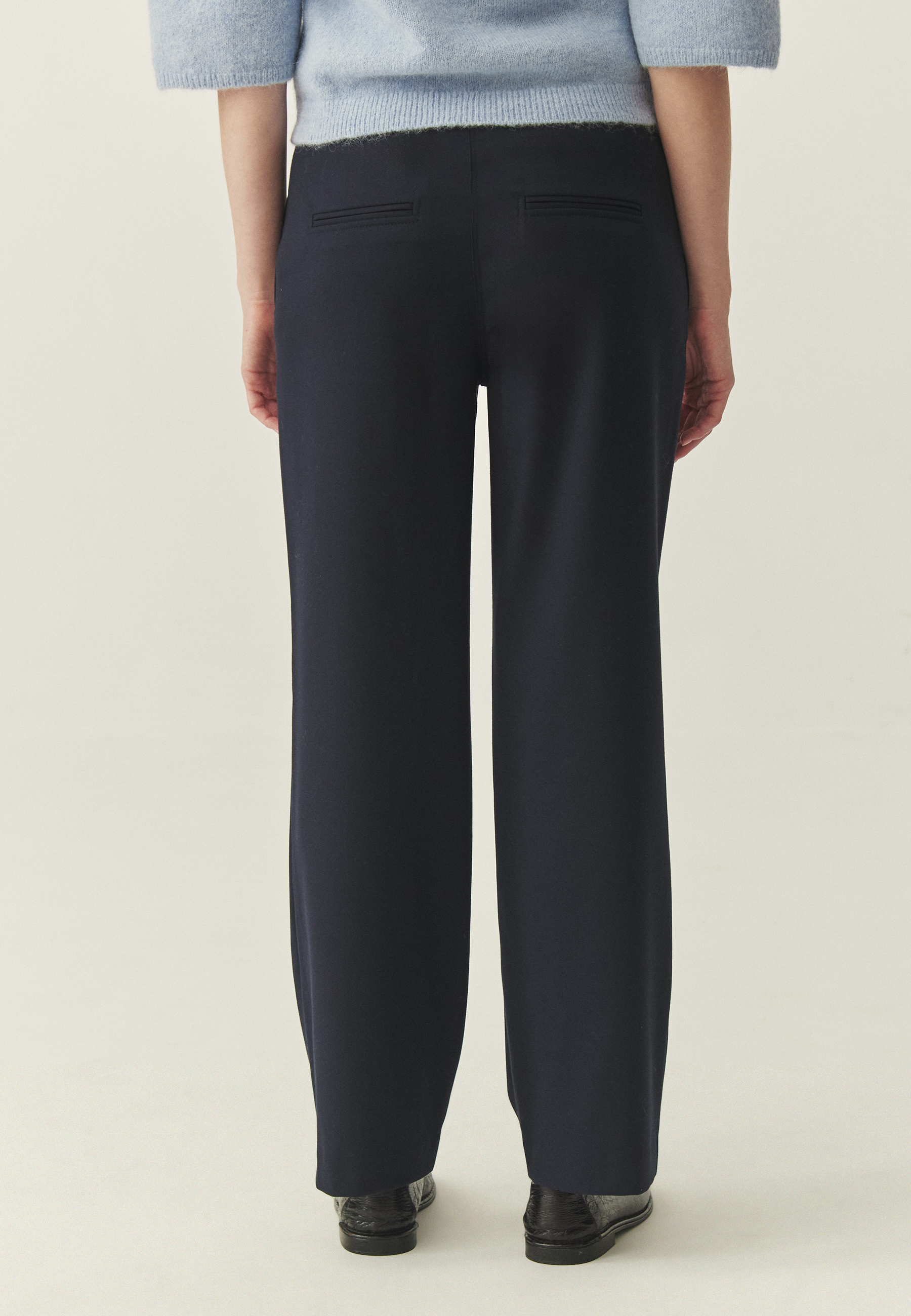 WIDE-LEG WOVEN TROUSERS - CORTONE NAVY BLUE 2