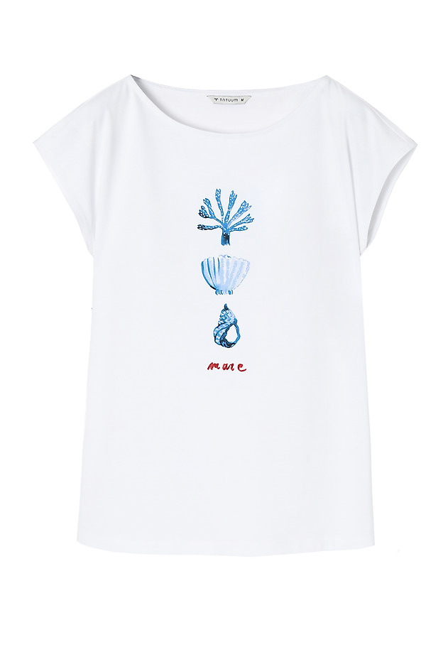 LADIES’ COTTON T-SHIRT IN MARINE PRINT - AMANDA 4 LADIES’ COTTON T-SHIRT IN MARINE PRINT - AMANDA 4 WHITE 5