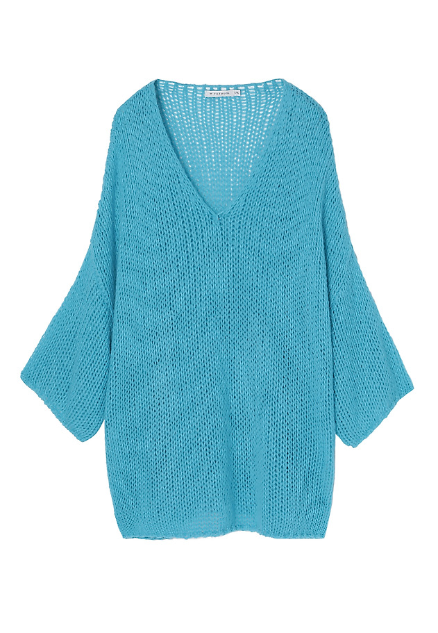 LOOSE SWEATER WITH VISIBLE WEAVE BAJANA LOOSE SWEATER WITH VISIBLE WEAVE BAJANA NIEBIESKI 6