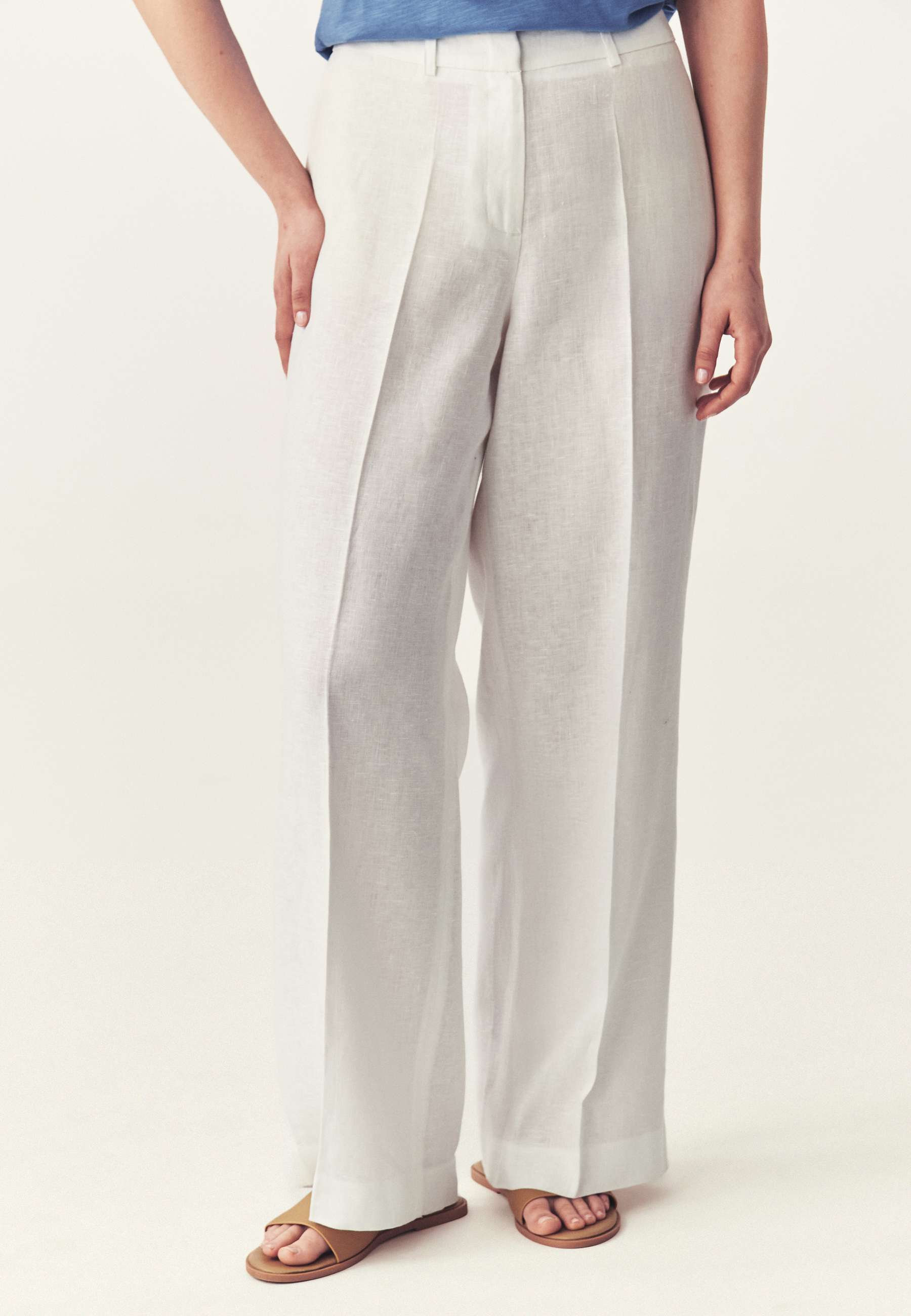 GARNITUROWE SPODNIE Z SZEROKĄ NOGAWKĄ - ZORTANA 1 ECRU 2