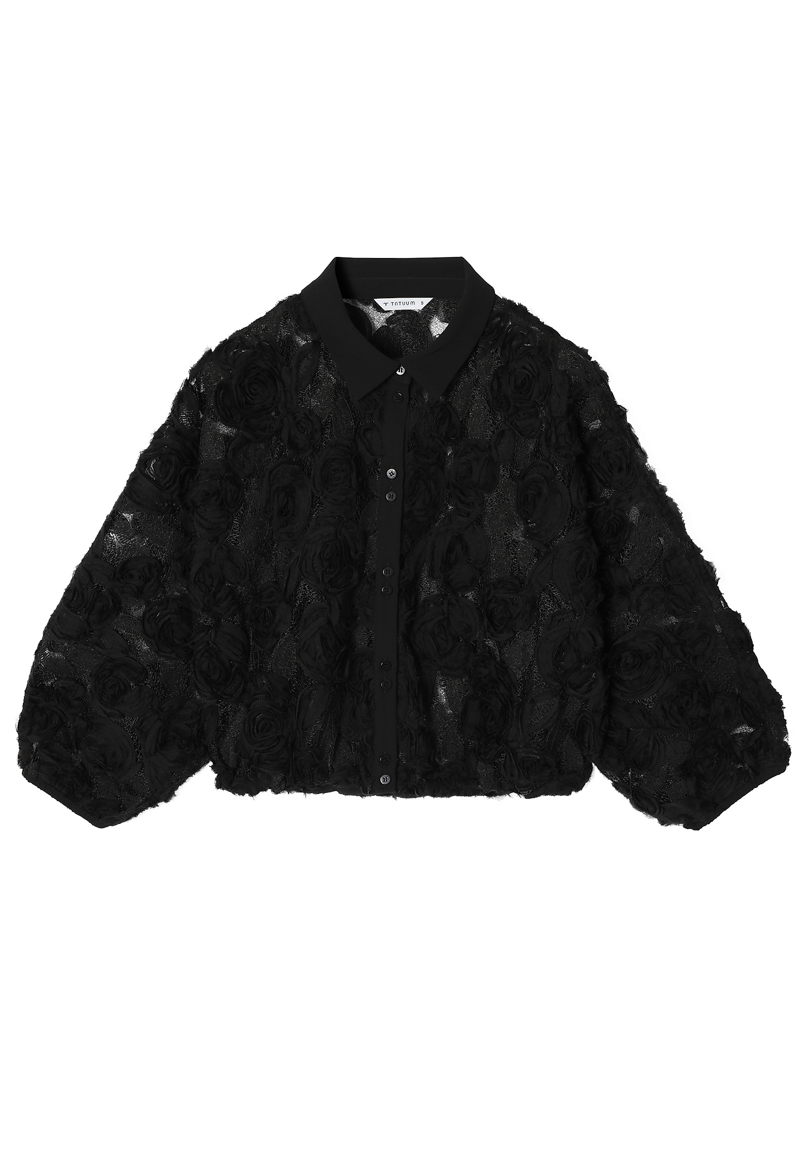 SHORT SHIRT WITH FLORAL DECORATION -BRINI 1 SHORT SHIRT WITH FLORAL DECORATION -BRINI 1 BLACK 116680