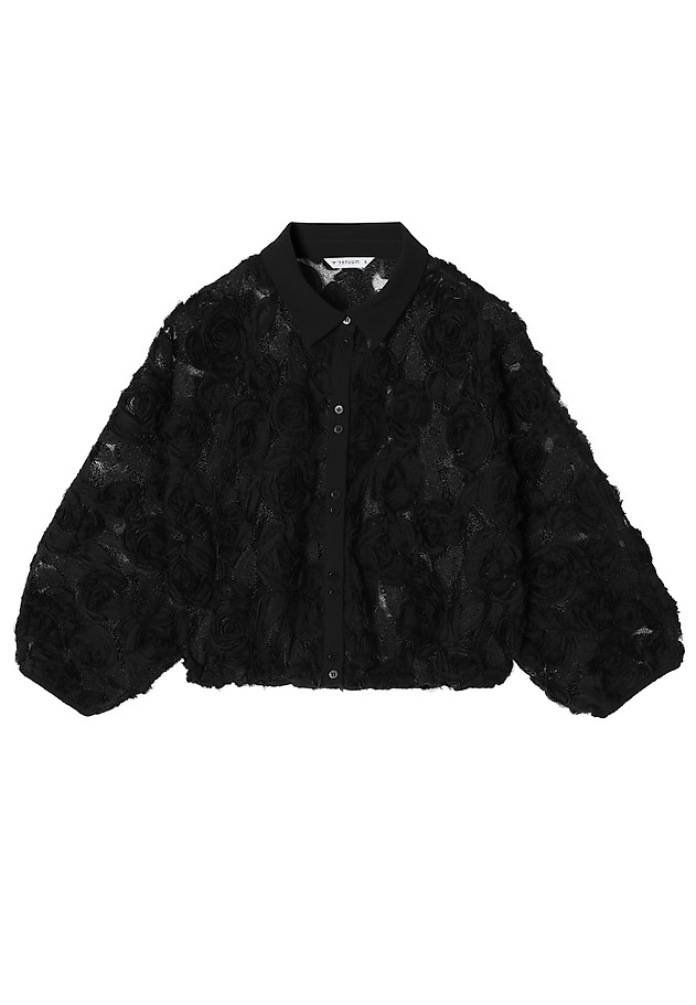 SHORT SHIRT WITH FLORAL DECORATION -BRINI 1 SHORT SHIRT WITH FLORAL DECORATION -BRINI 1 BLACK 6