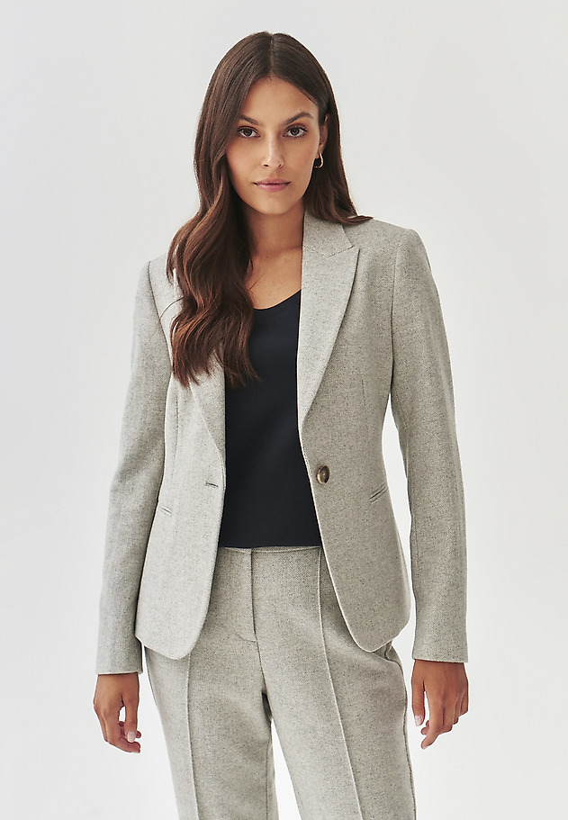 LADIES' HERRINGBONE FABRIC JACKET - AGNES LADIES' HERRINGBONE FABRIC JACKET - AGNES SZARY 3