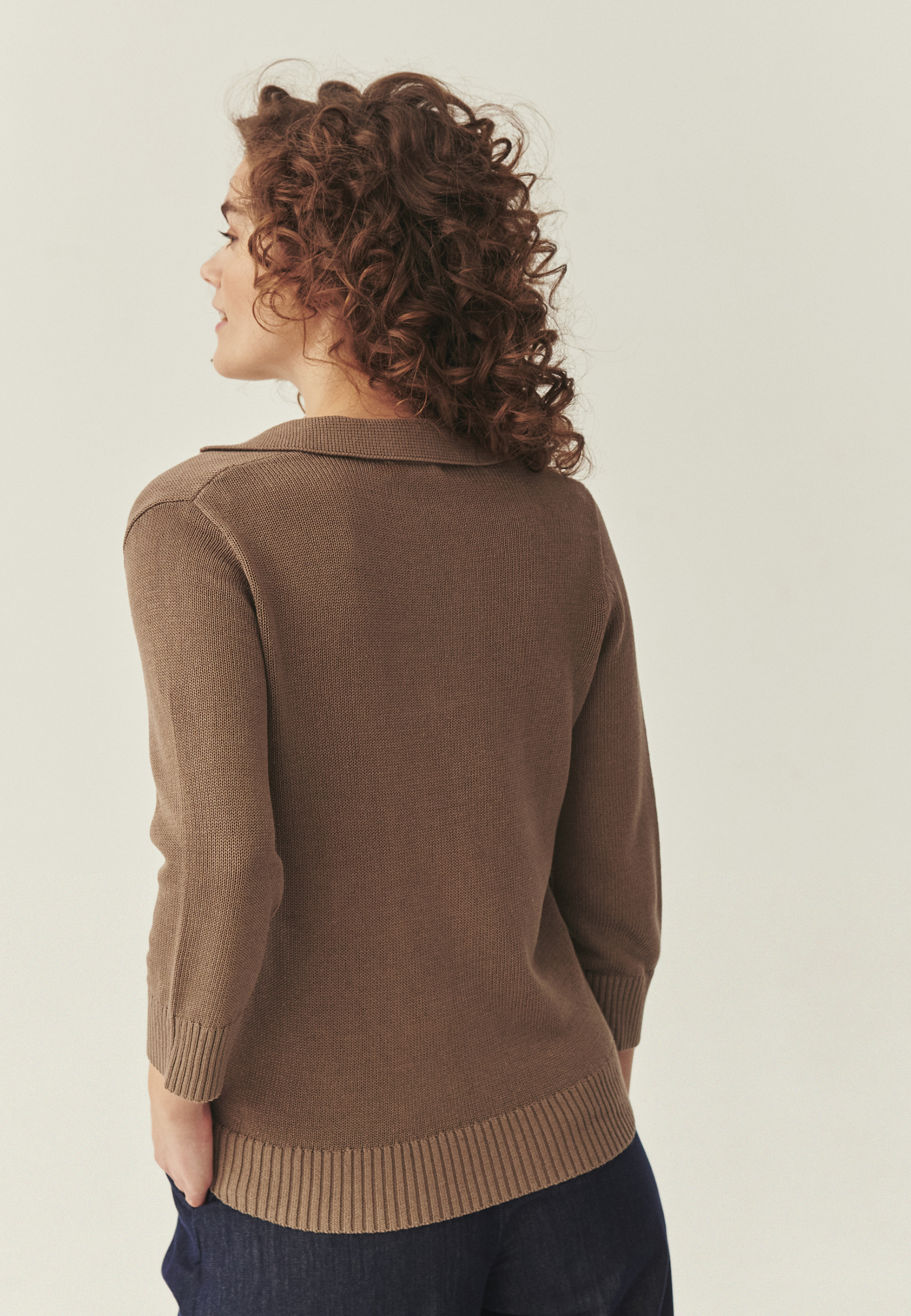 SWETER Z DOMIESZKĄ LNU - IVA BEŻOWY 2