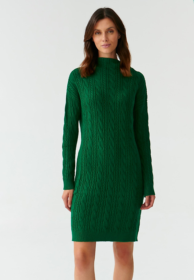 LADIES’ KNIT DRESS WITH A BRAIDED TEXTURE WENWI LADIES’ KNIT DRESS WITH A BRAIDED TEXTURE WENWI GREEN 2