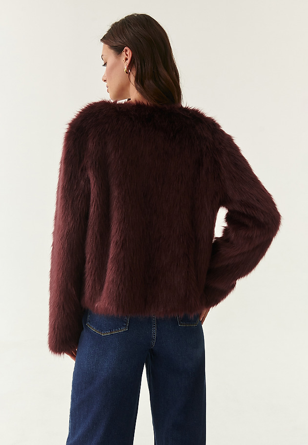 LADIES' FAUX FUR JACKET FURLI LADIES' FAUX FUR JACKET FURLI CZERWONY 2