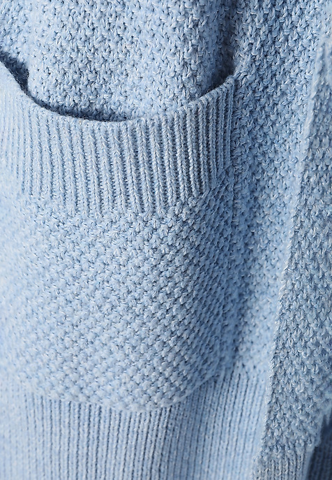 DŁUGI STRUKTURALNY SWETER DAMSKI TYPU KARDIGAN - PULOVER NIEBIESKI 2