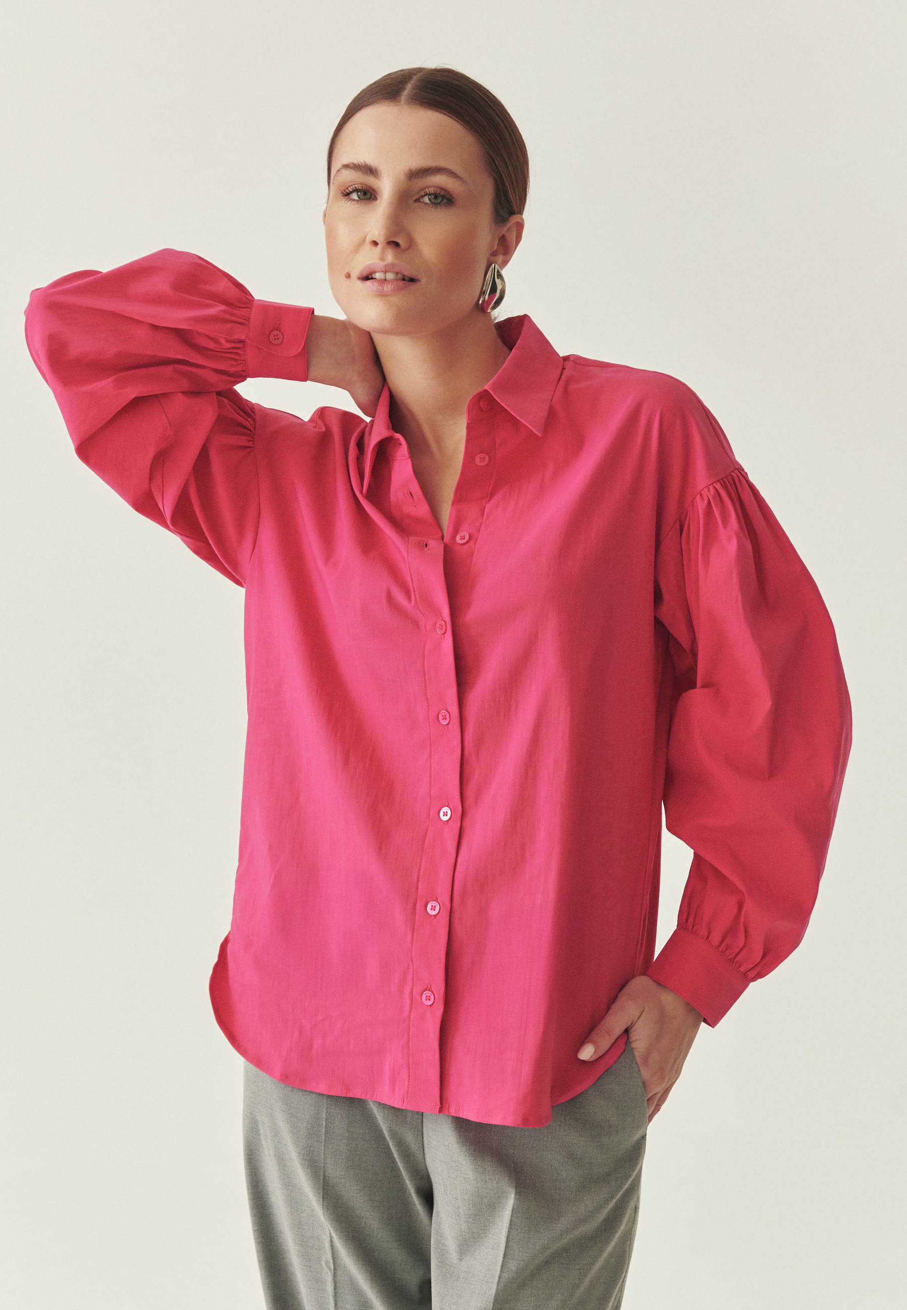 TKANINOWA KOSZULA O LUŹNYM KROJU - LEILA RÓŻOWY 2