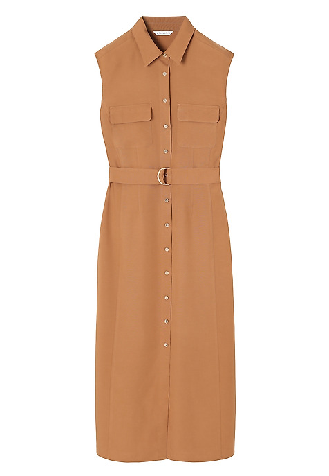 CAMEL-COLOURED LINEN SHIRT DRESS - MOKKA BEIGE 2