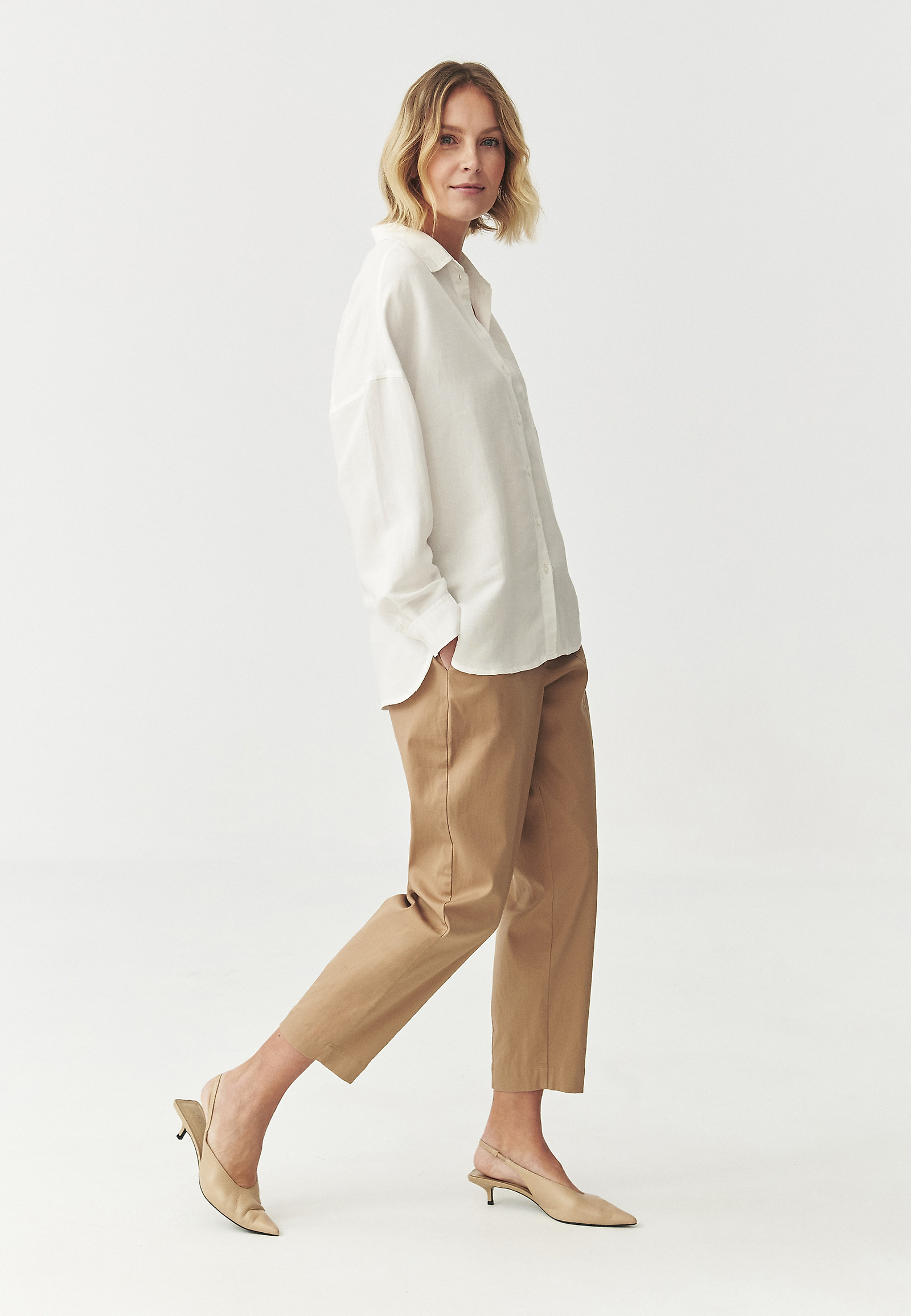 CASUAL SHIRT IN LINEN AND VISCOSE — JENNA CASUAL SHIRT IN LINEN AND VISCOSE — JENNA ECRU 107270