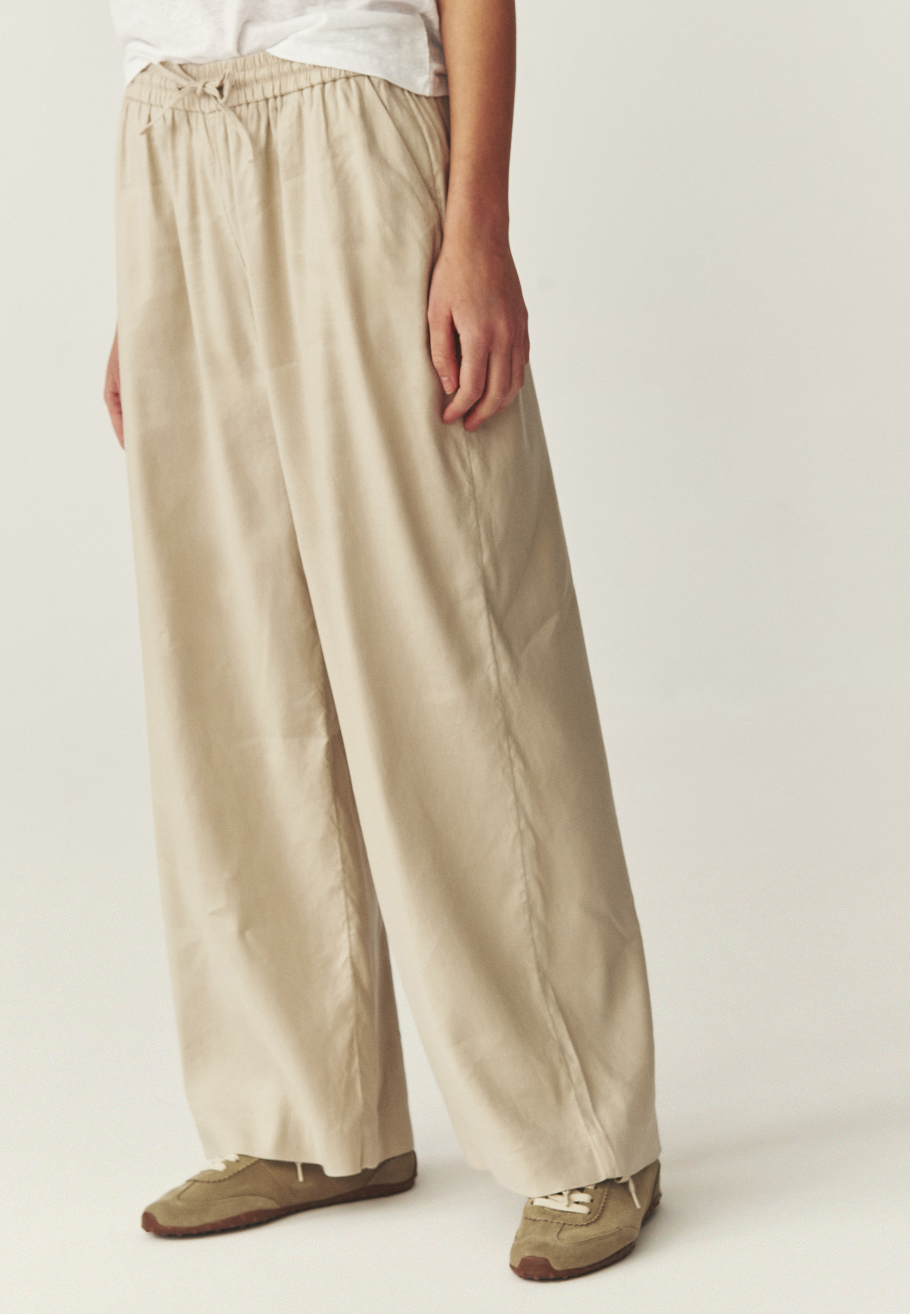 PANTALONI DIN ȚESĂTURĂ, CU CRAC LARG - REJNA 1 BEJ 2