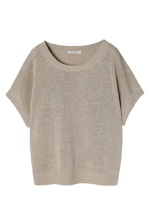 LADIES’ LINEN SWEATER WITH SHORT KIMONO SLEEVES - LIMIKO LADIES’ LINEN SWEATER WITH SHORT KIMONO SLEEVES - LIMIKO BEIGE 7