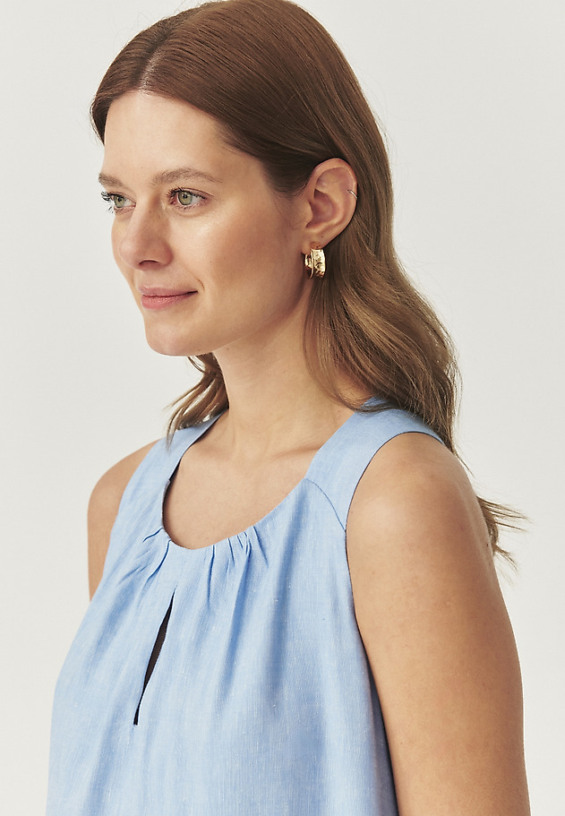FLARED DRESS WITH LINEN - ESTELLA FLARED DRESS WITH LINEN - ESTELLA NIEBIESKI 5