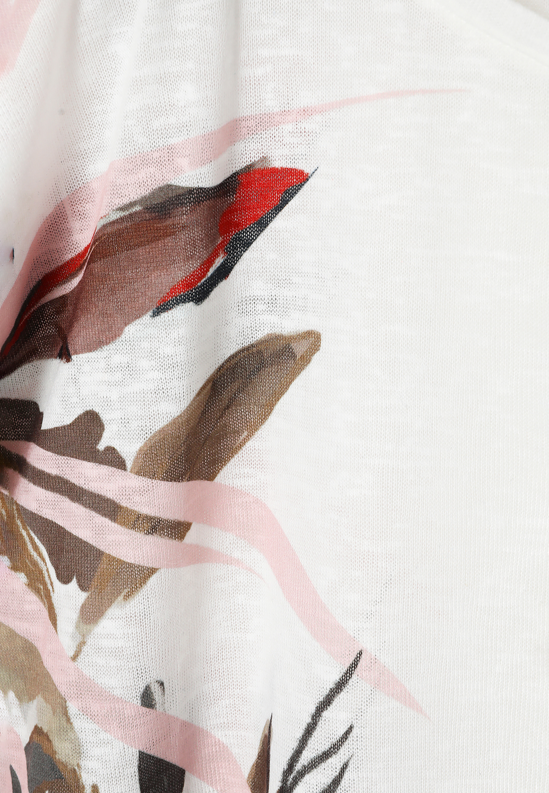 DZIANINOWA BLUZKA DAMSKA Z ROŚLINNYM NADRUKIEM - ADELLA