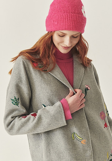 HAFTOWANY PŁASZCZ Z WEŁNĄ - FARINO HAFTOWANY PŁASZCZ Z WEŁNĄ - FARINO