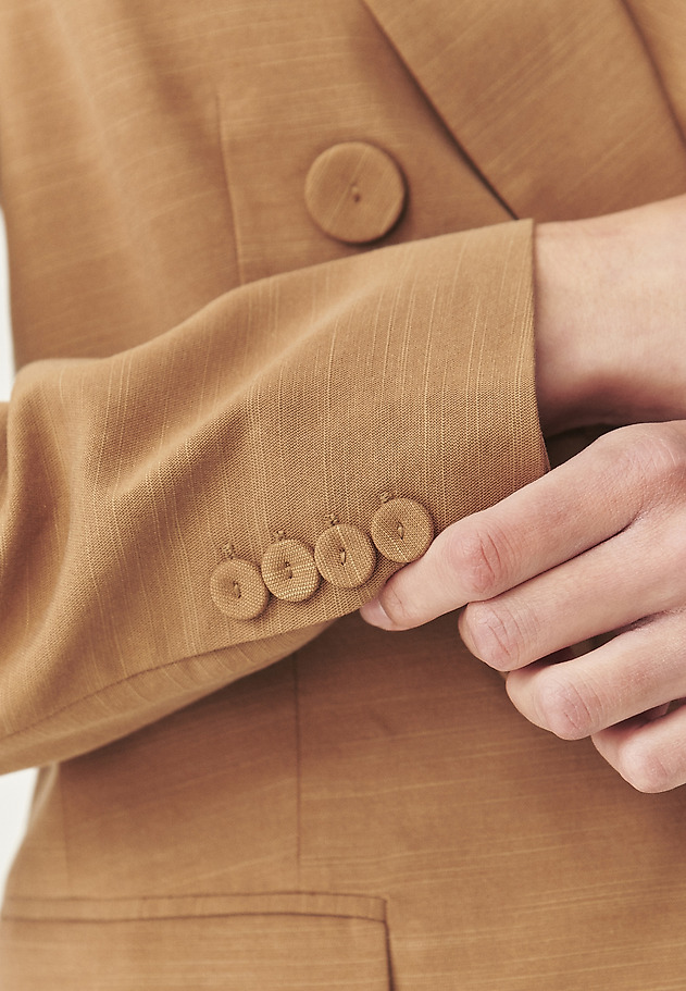 DOUBLE-BREASTED JACKET WITH LYOCELL - ZOLTA DOUBLE-BREASTED JACKET WITH LYOCELL - ZOLTA BROWN 7