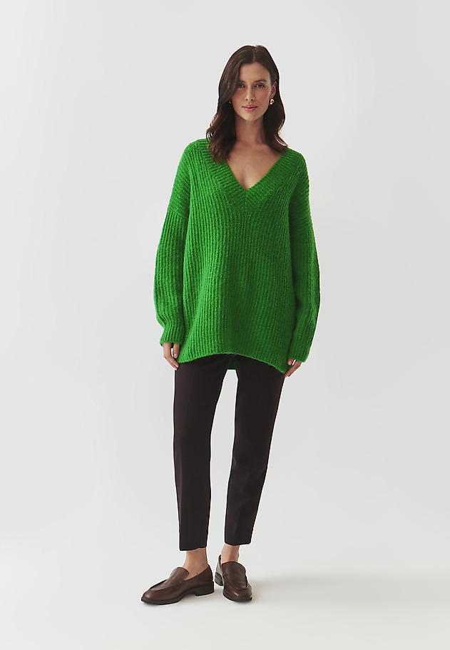 LADIES' OVERSIZE JUMPER WITH A CREW NECKLINE — ONYX LADIES' OVERSIZE JUMPER WITH A CREW NECKLINE — ONYX ZIELONY 2