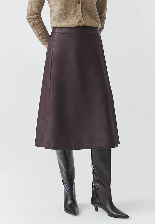 MIDI SKIRT IN IMITATION LEATHER — SKINO MIDI SKIRT IN IMITATION LEATHER — SKINO FIOLETOWY 2