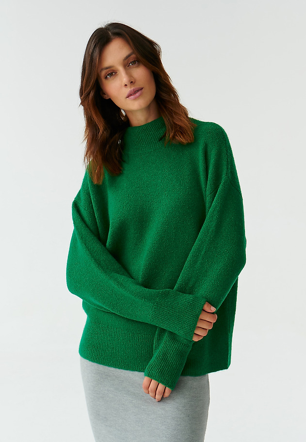 OVERSIZOWY SWETER DAMSKI Z GOLFEM WAMKO 1 OVERSIZOWY SWETER DAMSKI Z GOLFEM WAMKO 1 ZIELONY 1