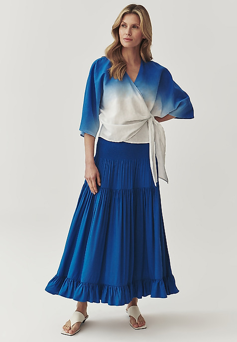 LADIES’ MAXI SKIRT WITH A FRILL - EFIA 2 BLUE 2