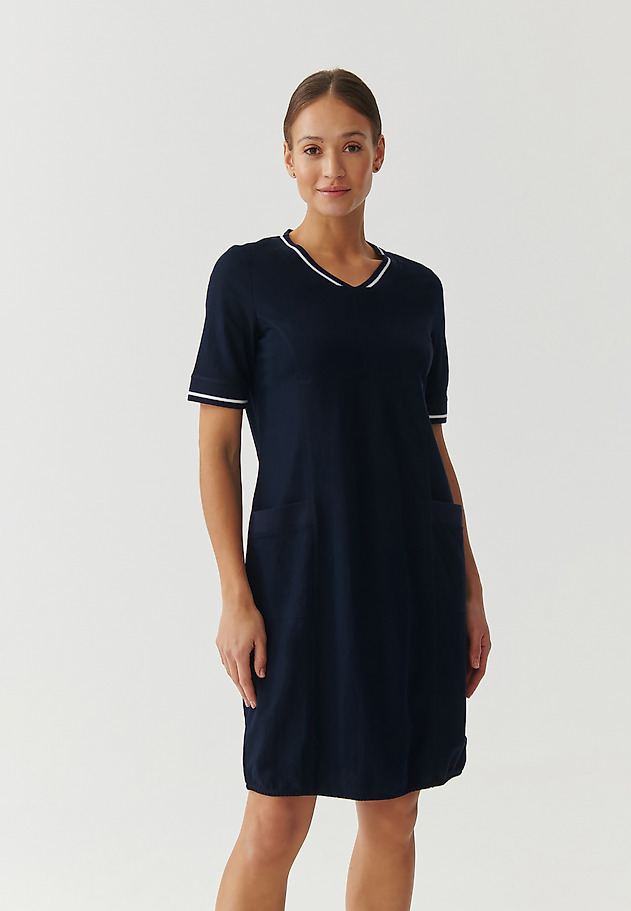 LADIES’ DRESS WITH CONTRASTING RIB - LINARA LADIES’ DRESS WITH CONTRASTING RIB - LINARA NAVY BLUE 1