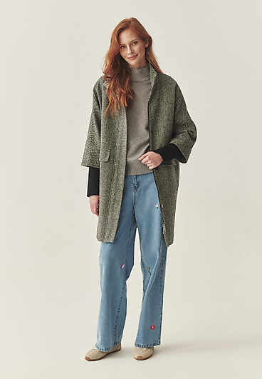 LUŹNY PŁASZCZ Z WEŁNĄ - IWANA LUŹNY PŁASZCZ Z WEŁNĄ - IWANA