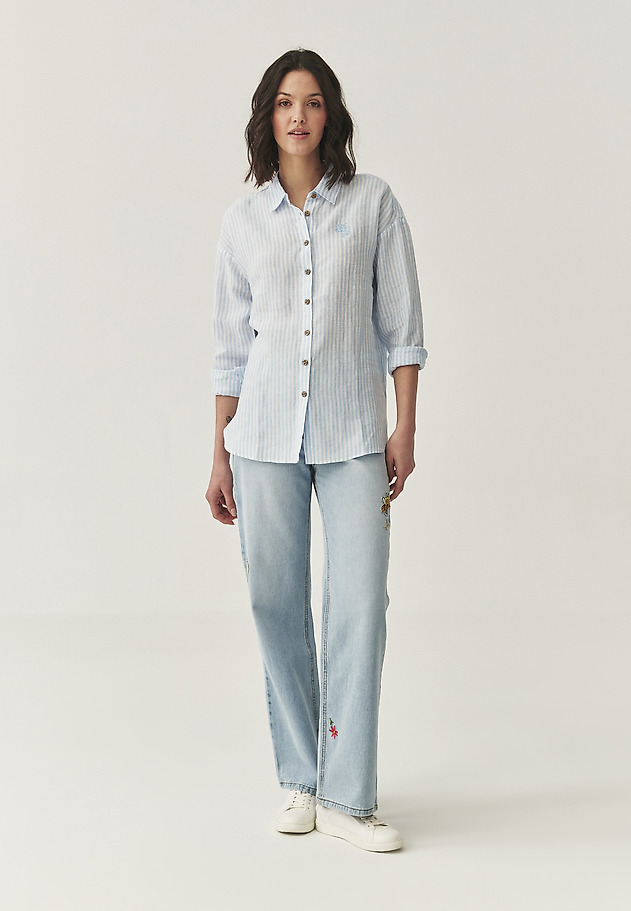 LINEN STRIPED SHIRT - LAWENDA LINEN STRIPED SHIRT - LAWENDA BLUE 8