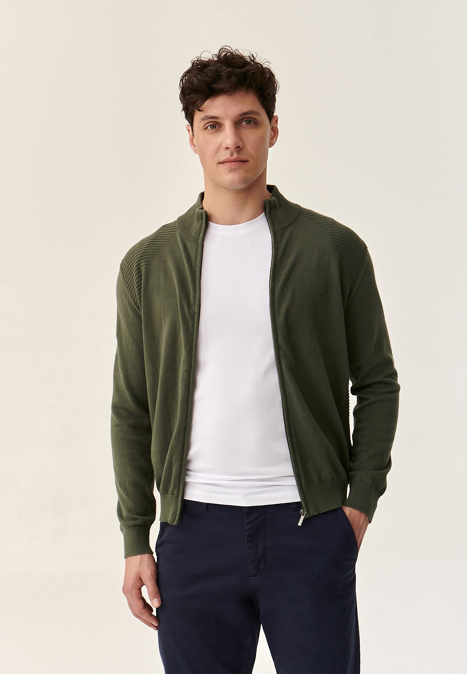 MEN'S ZIPPERED SWEATER - SWET MEN'S ZIPPERED SWEATER - SWET GREEN 81966